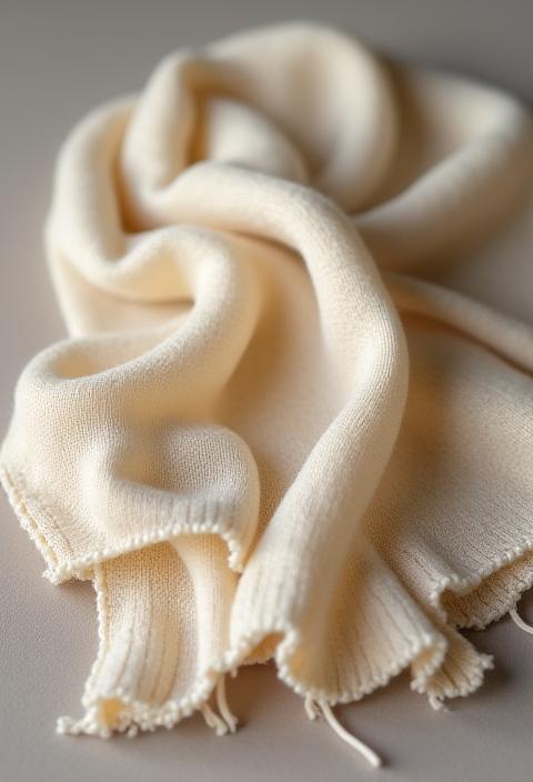 수작업 캐시미어 숄의 디테일. 부드럽고 고급스러운 질감이 돋보입니다.